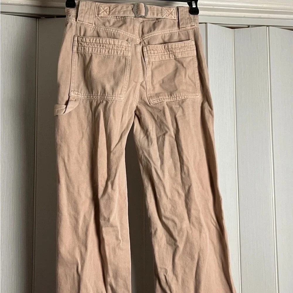 SO Women’s Beige Cotton Twill Cargo Pants Sz 5 Wide Leg Mid Rise